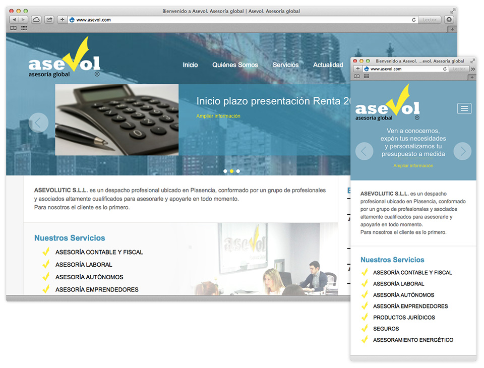 Web adaptable de Asevol